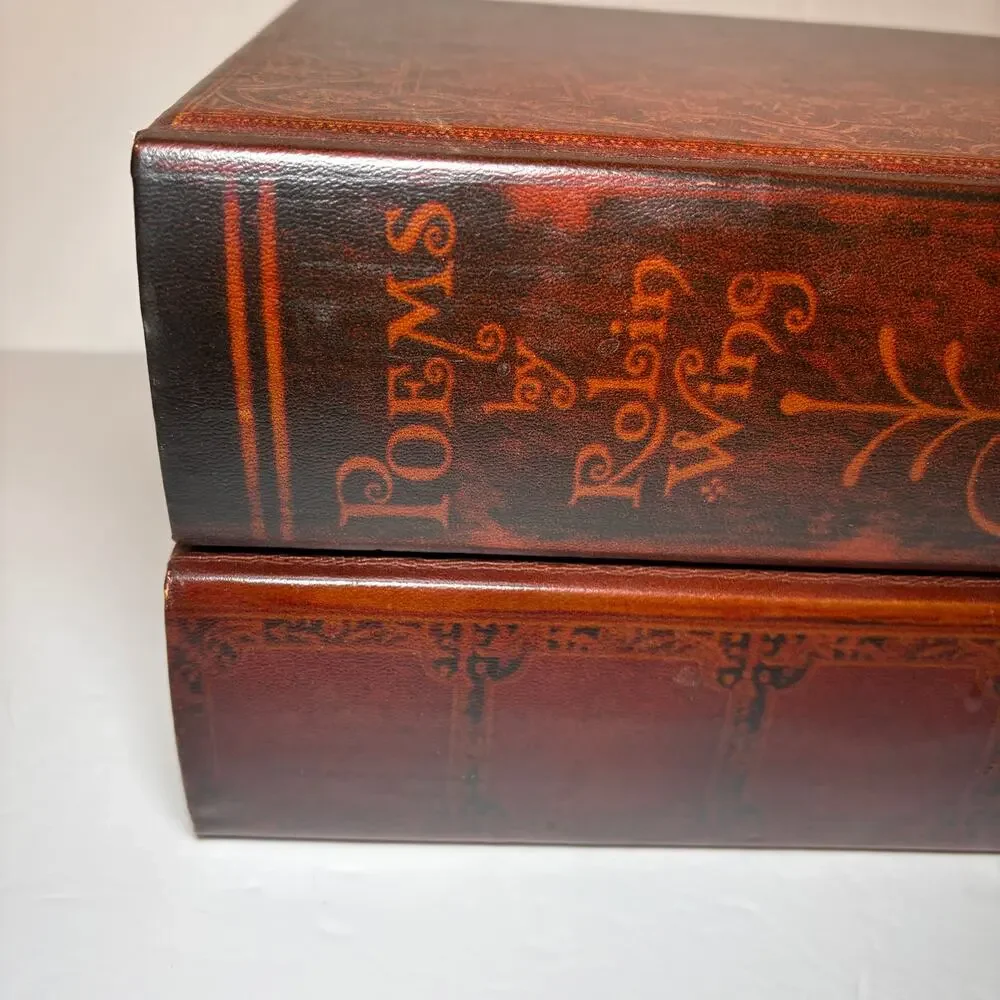 Lot 2 Vintage Aged Book Faux Leather Hidden Safe Stash Boxes Storage Compartment